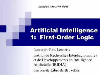 Artificial Intelligence 1: First-Order Logic