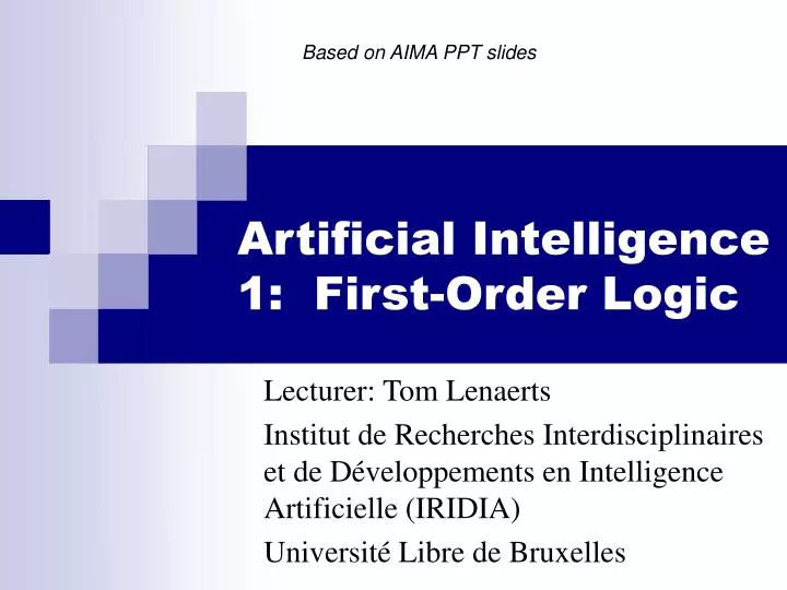 artificial intelligence 1 first order logic