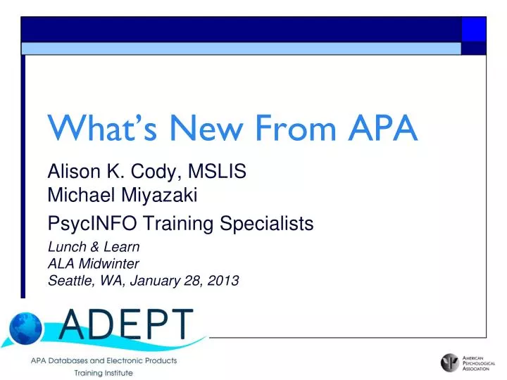 what s new from apa