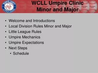 WCLL Umpire Clinic Minor and Major
