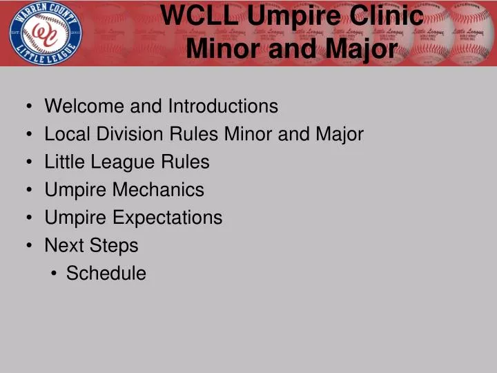 wcll umpire clinic minor and major