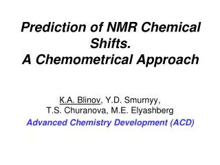 Prediction of NMR Chemical Shifts. A Chemometrical Approach