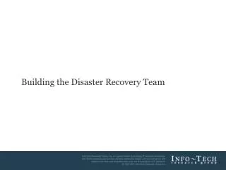 Building the Disaster Recovery Team