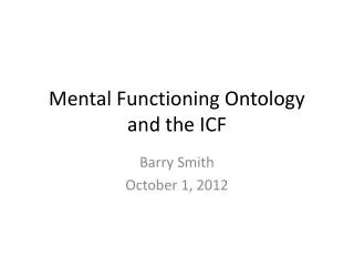 Mental Functioning Ontology and the ICF