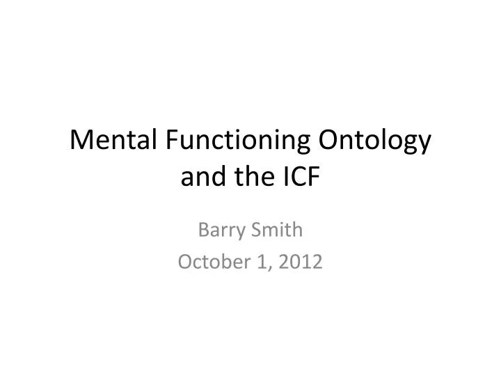 mental functioning ontology and the icf