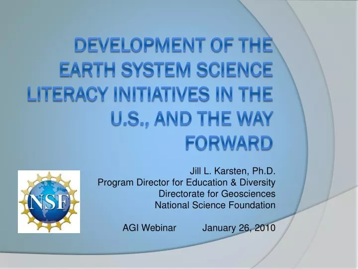 development of the earth system science literacy initiatives in the u s and the way forward