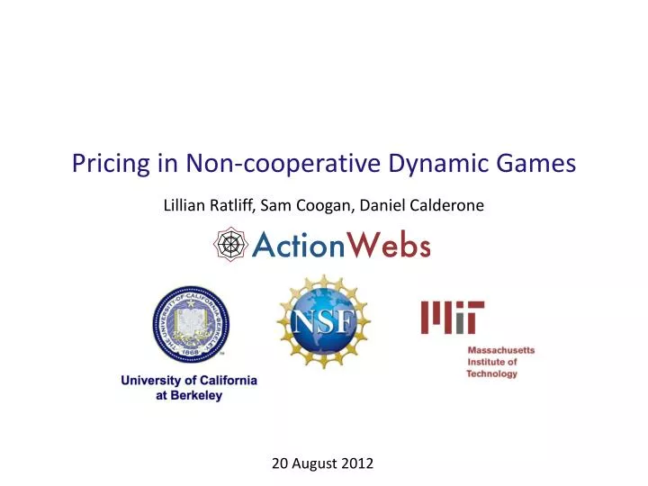 pricing in non cooperative dynamic games