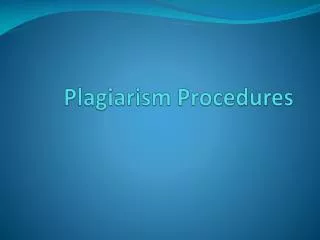 Plagiarism Procedures