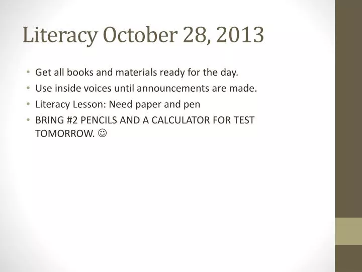 literacy october 28 2013