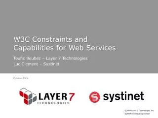 W3C Constraints and Capabilities for Web Services