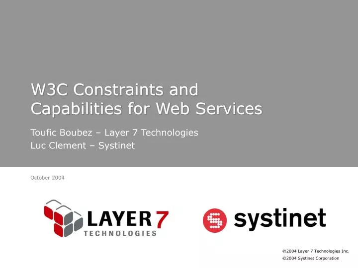 w3c constraints and capabilities for web services