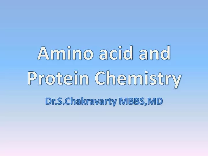 amino acid and protein chemistry