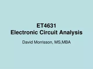 ET4631 Electronic Circuit Analysis