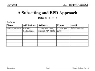 A Subsetting and EPD Approach