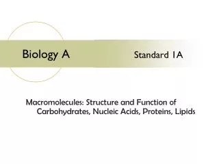 Biology A Standard 1A