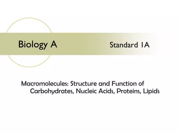 biology a standard 1a