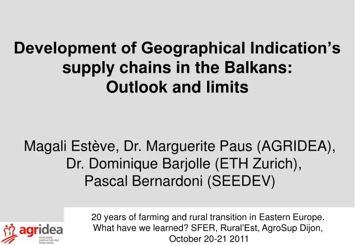 development of geographical indication s supply chains in the balkans outlook and limits