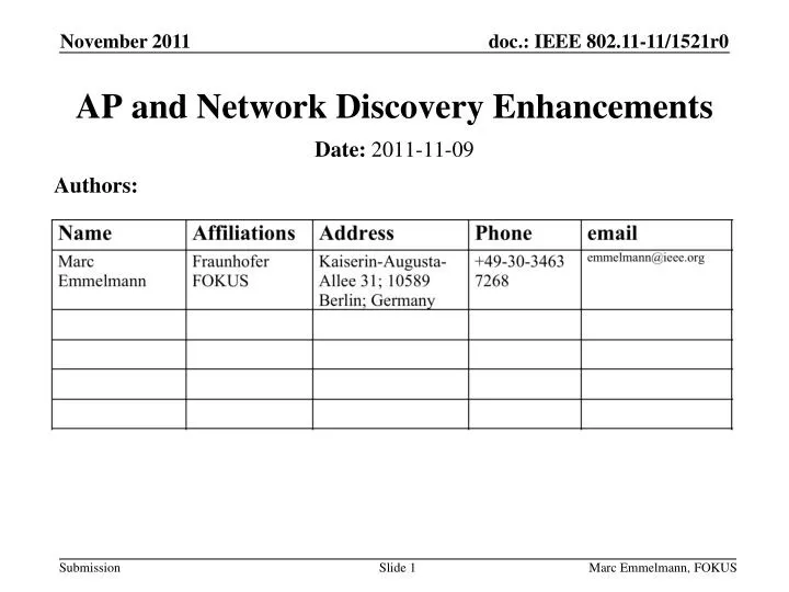 ap and network discovery enhancements