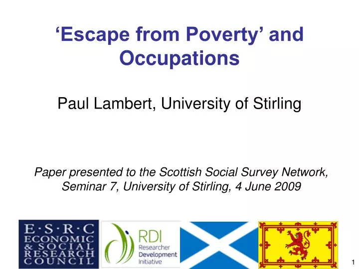 escape from poverty and occupations paul lambert university of stirling