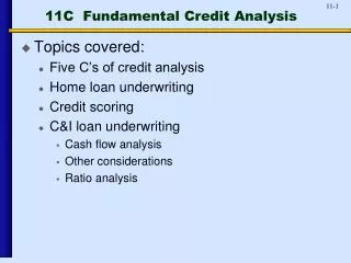 11C Fundamental Credit Analysis