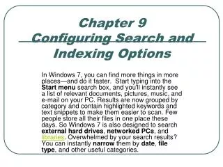 Chapter 9 Configuring Search and Indexing Options