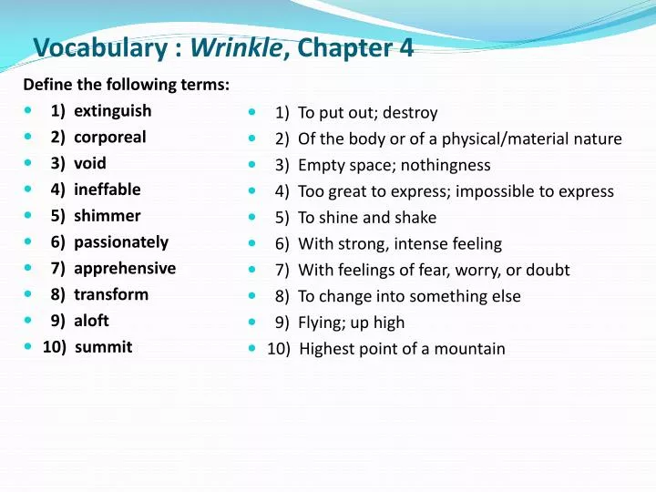 vocabulary wrinkle chapter 4