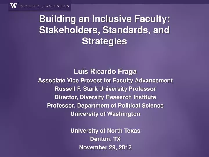 building an inclusive faculty stakeholders standards and strategies
