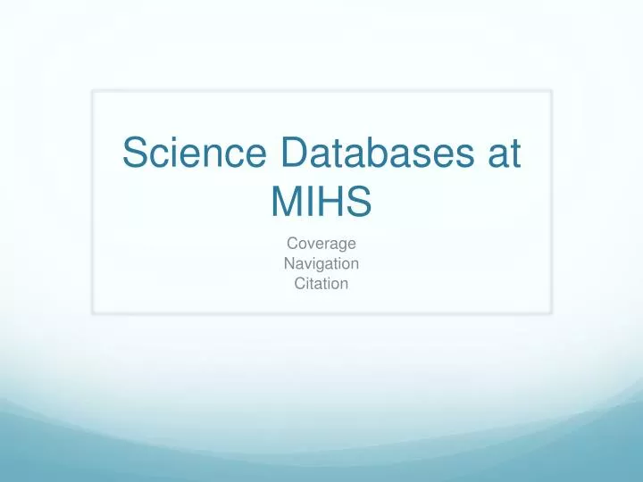 science databases at mihs