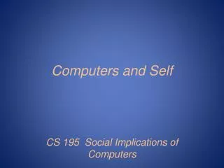 Computers and Self