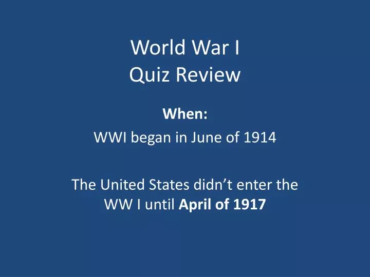 world war i quiz review