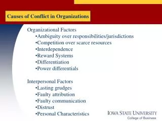 Causes of Conflict in Organizations