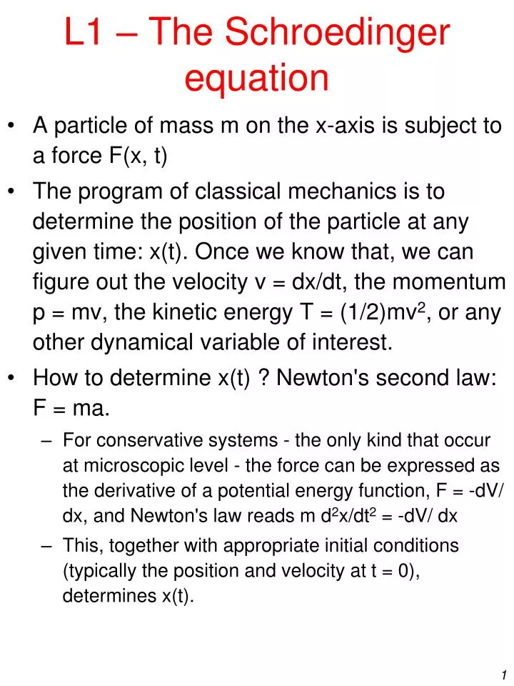 l1 the schroedinger equation