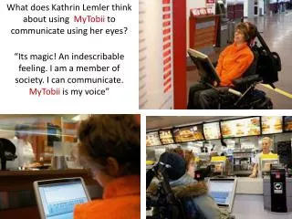 What does Kathrin Lemler think about using MyTobii to communicate using her eyes?