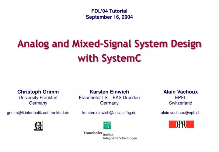 analog and mixed signal system design with systemc