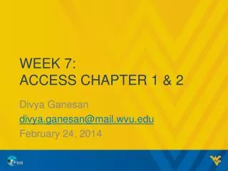 Week 7: Access Chapter 1 &amp; 2