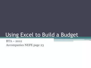 Using Excel to Build a Budget