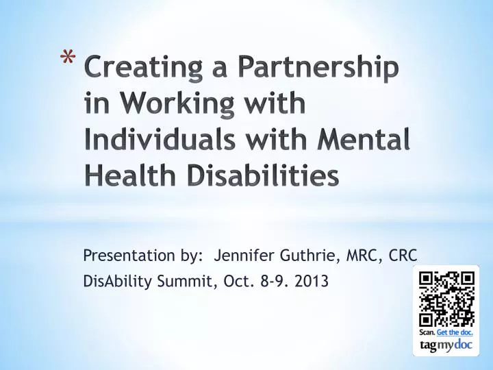 creating a partnership in working with individuals with mental health disabilities