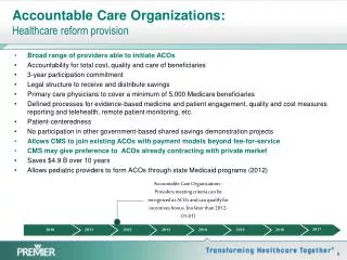 Accountable Care Organizations: Healthcare reform provision