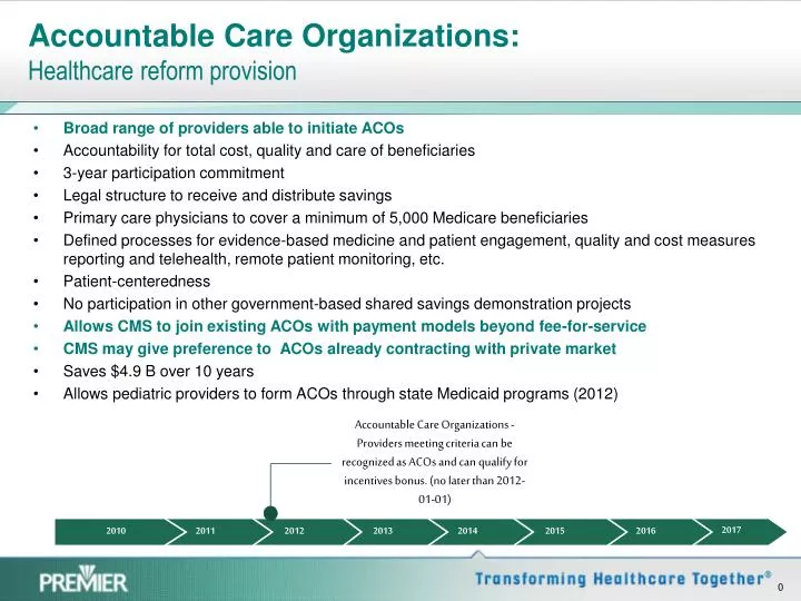 accountable care organizations healthcare reform provision