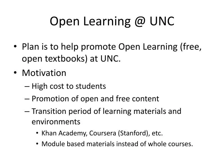 open learning @ unc