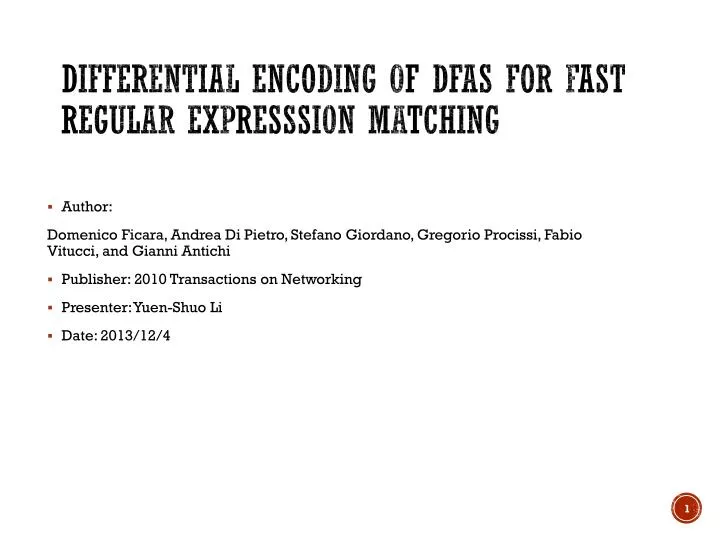 differential encoding of dfas for fast regular expresssion matching