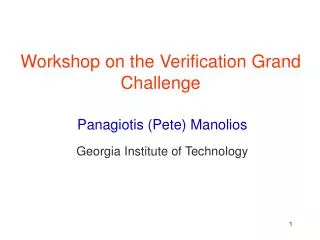 Workshop on the Verification Grand Challenge