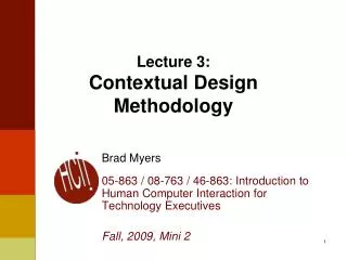 Lecture 3: Contextual Design Methodology