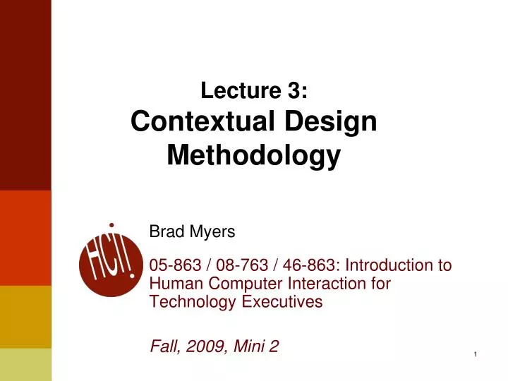 lecture 3 contextual design methodology