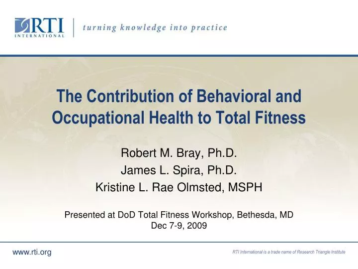 the contribution of behavioral and occupational health to total fitness