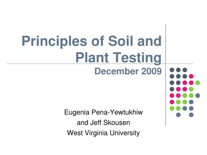 principles of soil and plant testing december 2009