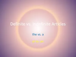 Definite vs. Indefinite Articles