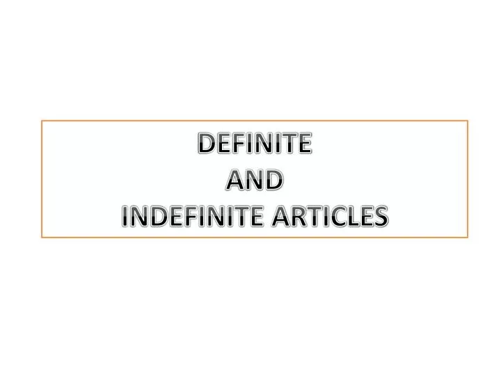 definite and indefinite articles