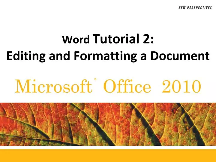 word tutorial 2 editing and formatting a document