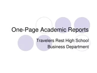 One-Page Academic Reports